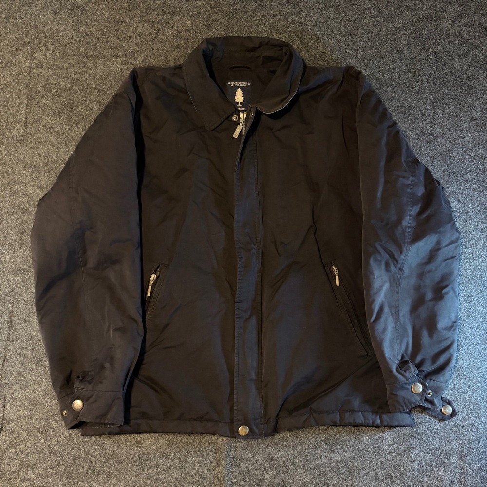Roundtree & Yorke Outdoors Trademark Mens Large Black Full Zip Utility Jacket